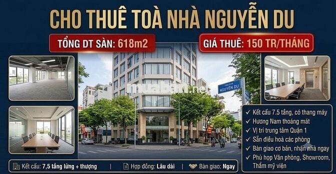 CHO THUÊ TOÀ NHÀ MẶT TIỀN ĐƯỜNG NGUYỄN DU 