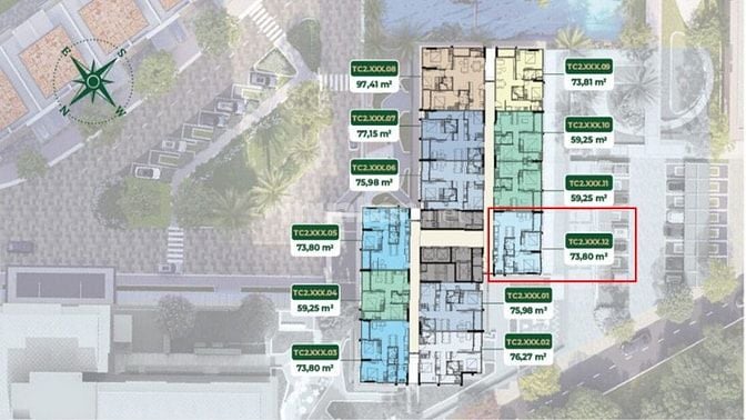 Bán nhanh căn góc Trellia Cove view trực diện sông 2PN - 2WC 73m²=5.5t