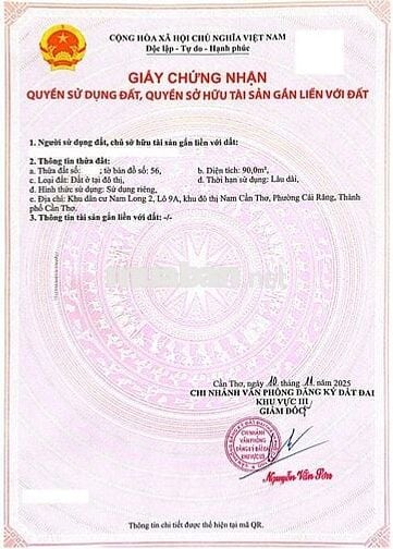 NỀN 90M2 LỘ GIỚI 16M - KDC NAM LONG 2 CẦN THƠ