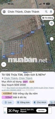 Bán Mãnh Sào 5.166m2 có sẵn thổ cư 100m