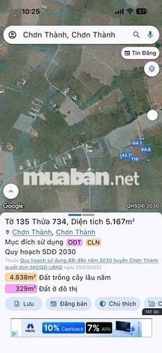 Bán Mãnh Sào 5.166m2 có sẵn thổ cư 100m