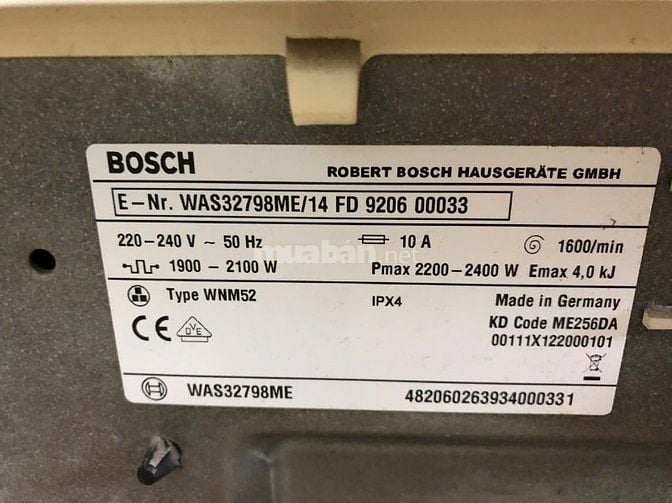 Bán Máy giặt cửa trước Bosch WAS32798ME màu trắng, đã sử dụng