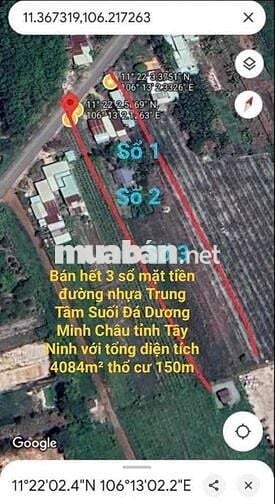gần 4 công 1 đất đường nhựa 16-16 dương Minh châu, chỉ 4 tỷ hết đất