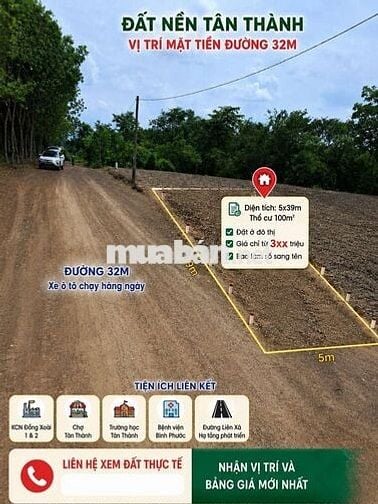Bán đất nền mặt tiền khu phố 3 gần quốc lộ 14 phường Đồng xoài