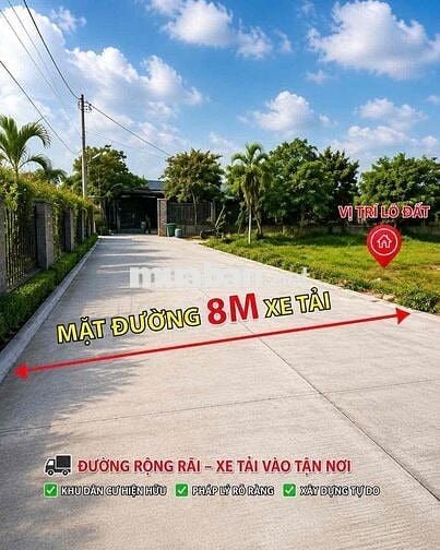 Cách Vinhomes Hóc Môn 5km có lô đất 5,8x15 shr, đường 8m 1 trục đường