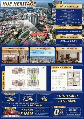 🔥 BÁN CĂN 3PN H4-1709 – TẦNG CAO, LOGIA ĐÔNG NAM | GIÁ CHỈ TỪ 4,94 TỶ