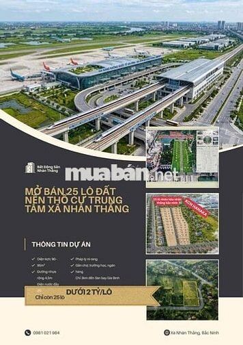 🆘 MỞ BÁN 25 LÔ ĐẤT NỀN THỔ CƯ TRUNG TÂM XÃ NHÂN THẮNG 🆘 🏡 Diện tích: 9