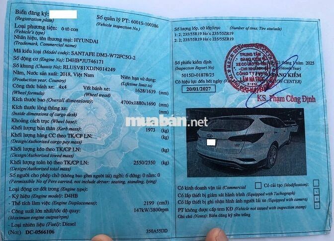 Hyundai SantaFe 2.2D Full Option 4WD sản xuất 2018