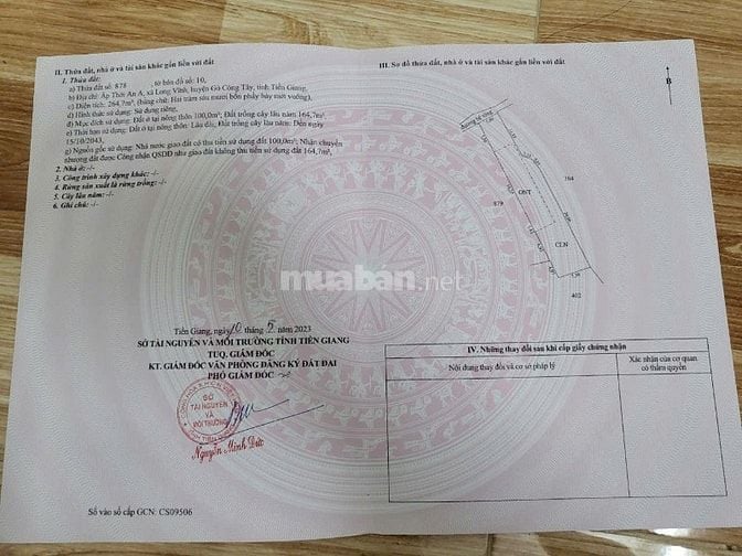 cần bán lô đất nền đường bê tông 3m thông thoáng ấp Thới An A xã Long 