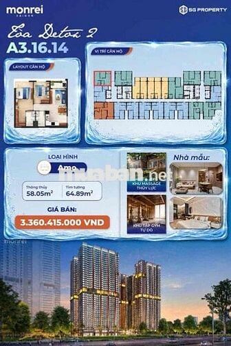 Chỉ 3.36 tỷ căn góc view nội khu xanh mát