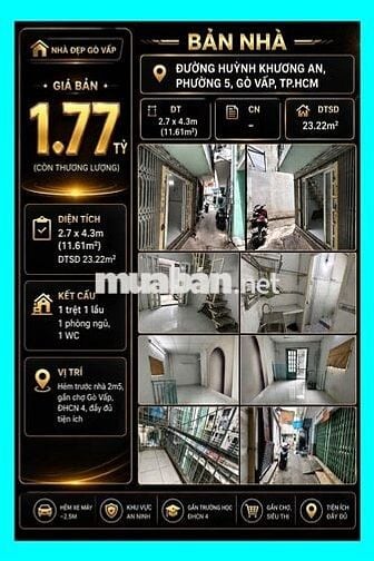 [SHR] Hẻm 4M - Phạm Văn Chiêu 1 Trệt 1 Lầu Full Nội Thất Gần Chợ