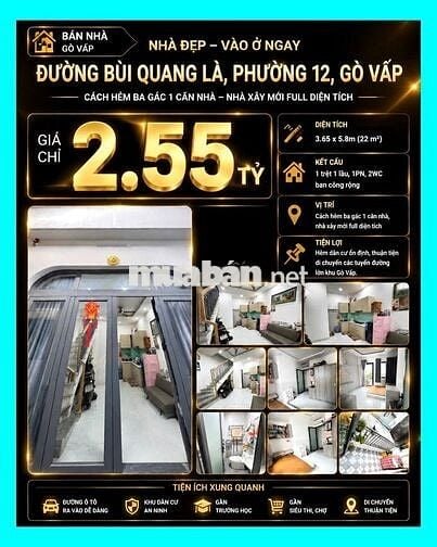 [SHR] Hẻm 4M - Phạm Văn Chiêu 1 Trệt 1 Lầu Full Nội Thất Gần Chợ