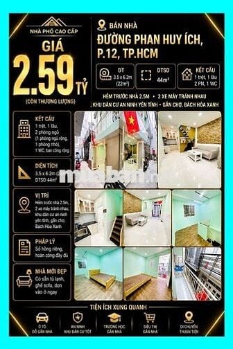 [SHR] Hẻm 4M - Phạm Văn Chiêu 1 Trệt 1 Lầu Full Nội Thất Gần Chợ