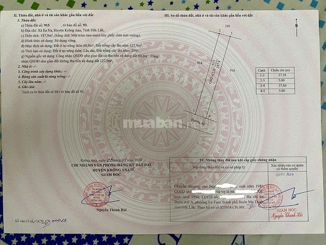 Cần bán lô đất tại Xã Ea Na, Tỉnh Đắk Lắk