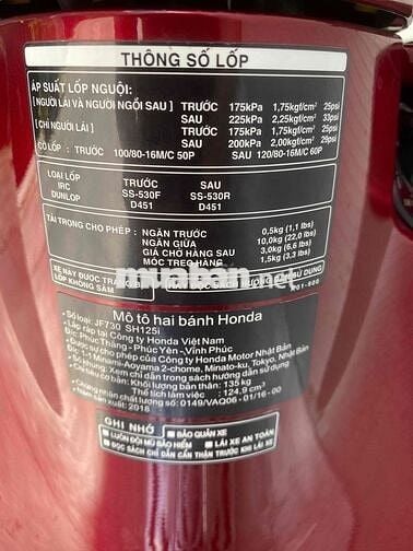 Cần Bán sh125 Cbs 2018 Bstp Odo Lướt Chính Chủ