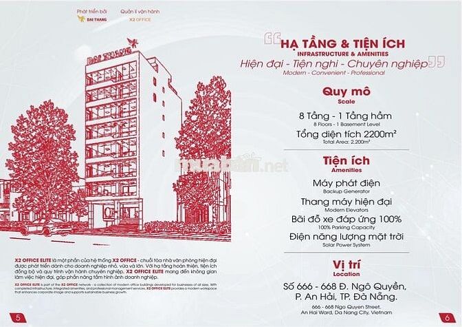 VĂN PHÒNG CHO THUÊ 52m2 ĐƯỜNG NGÔ QUYỀN - X2 OFFICE ELITE 