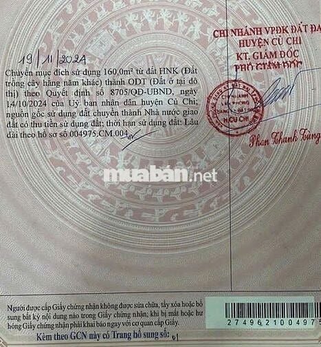 Cần tiền làm ăn nên BÁN GẤP lô sẵn thổ cư 300m , mặt tiền nhựa