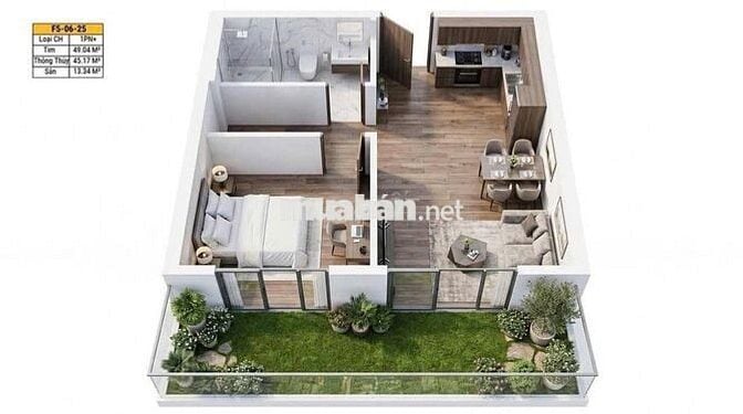 Sót Lại Căn Sân Vườn FourS Tower 63m2 - Giá TTS 2ty5 