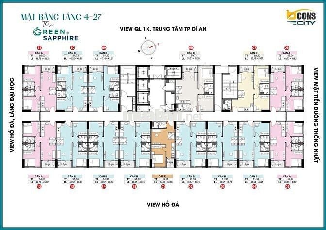BÁN CĂN GÓC 2PN2WC TẠI BCONS CITY THÁP SAPPHIRE GIÁ 2T9 BAO HẾT PHÍ