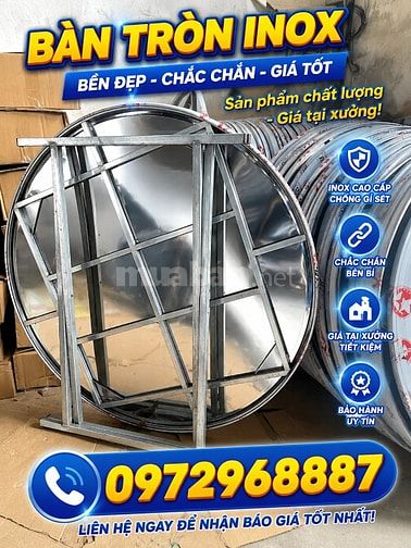 Bàn ghế inox cho thuê đám cưới, bàn tròn inox, ghế inox tròn