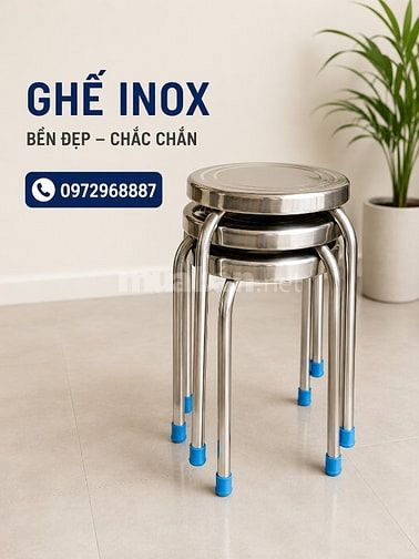 Bàn ghế inox cho thuê đám cưới, bàn tròn inox, ghế inox tròn