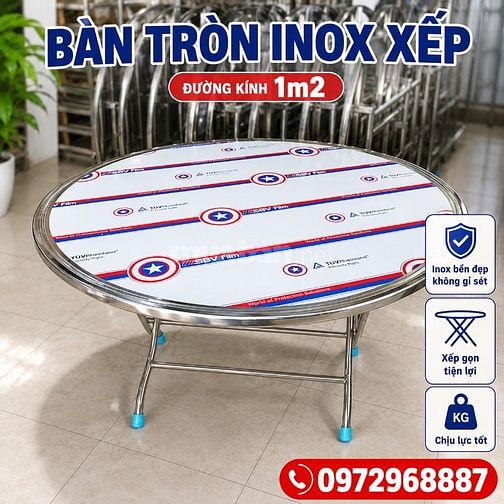 Bàn ghế inox cho thuê đám cưới, bàn tròn inox, ghế inox tròn