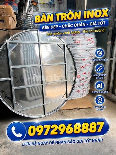 Bàn ghế inox cho thuê đám cưới, bàn tròn inox, ghế inox tròn