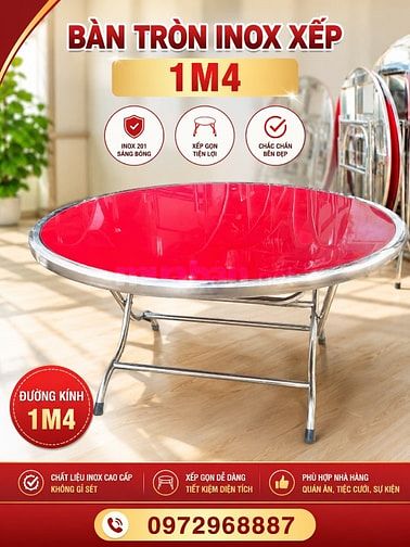 Bàn ghế inox cho thuê đám cưới, bàn tròn inox, ghế inox tròn