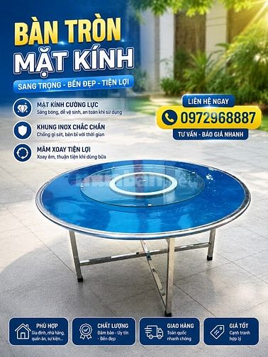 Bàn ghế inox cho thuê đám cưới, bàn tròn inox, ghế inox tròn