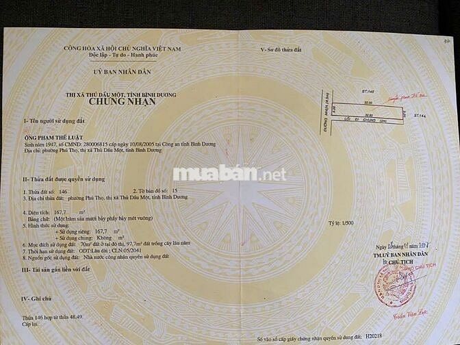 BÁN NHANH LÔ ĐẤT ĐƯỜNG 30/4 THỦ DẦU MỘT GIÁ RẺ 4,3 TỶ