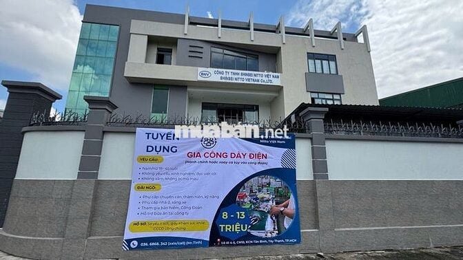 TUYỂN LĐPT GIA CÔNG DÂY ĐIỆN (KCN TÂN BÌNH - HCM)