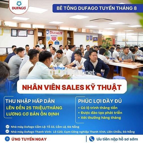 NHÂN VIÊN SALES KỸ THUẬT ĐÀ NẴNG - THU NHẬP 25TR