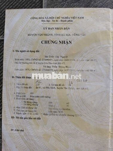 Đất Hắc Dịch 487m² sổ riêng, giá chỉ 1,5 tỷ/487m