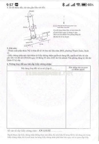 Đất 4 x 22M - Đường Xe Tải - Cống Hộp 4 Thạnh Xuân 52 Quận 12