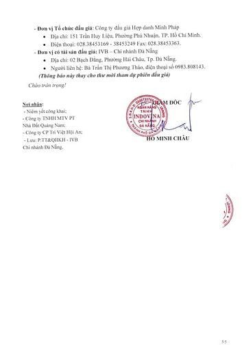 Ngân hàng TNHH Indovina bán đấu giá căn hộ cao cấp tại Đà Nẵng