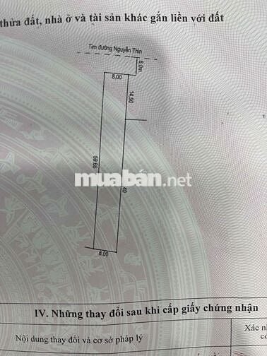 Bán nhà cấp 4- mặt tiền Nguyễn Thìn rộng 13m- 8x60m- giá 4 tỷ 790