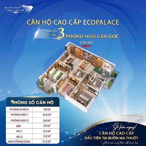 SỞ HỮU NGAY CĂN HỘ 3PN CAO NHẤT BMT CHỈ TỪ 3TY 9