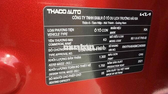 Kia K3 2021 1.6 Luxury Đỏ 53000 km