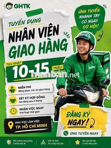 GHTK cần bổ sung NV giao hàng - Lương 15tr++/tháng