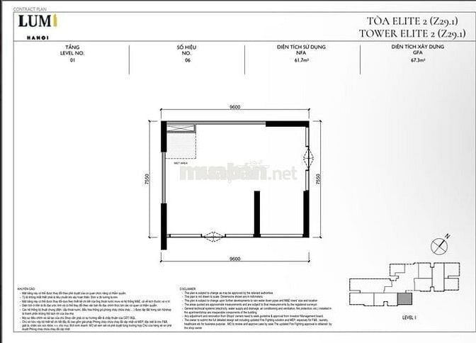 Chính chủ cho thuê shop khối đế E2.06 – Lumi Hà Nội (CapitaLand)