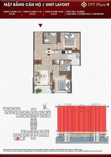 3 tỷ 750 căn hộ cao cấp Hướng Nam FPT Plaza 4 - Tầng cao 2PN 69 m2