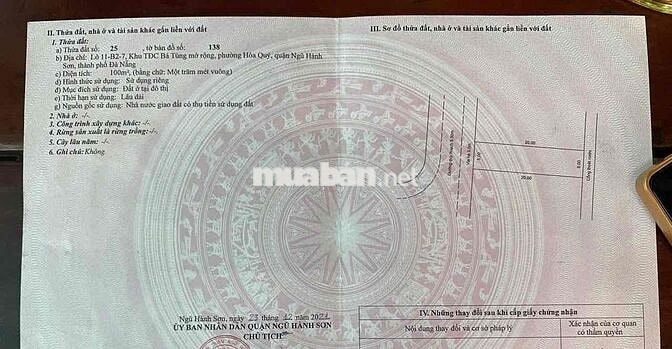 Đất khu Bá Tùng- Ngũ Hành Sơn chỉ hơn 3Tỷ sẵn sổ hồng