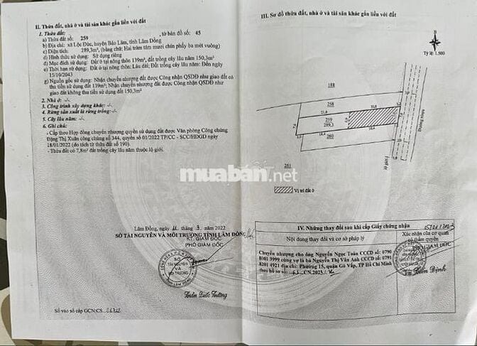 BÁN GỘP CẶP ĐẤT LIỀN KỀ SÁT CHỢ LỘC ĐỨC - BẢO LÂM - SẴN 260M2 THỔ CƯ