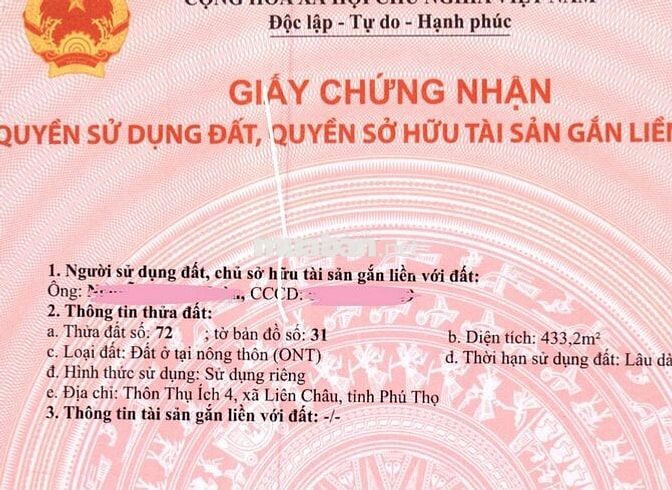 Chính chủ bán đất Thôn Thụ Ích 4, Liên Châu