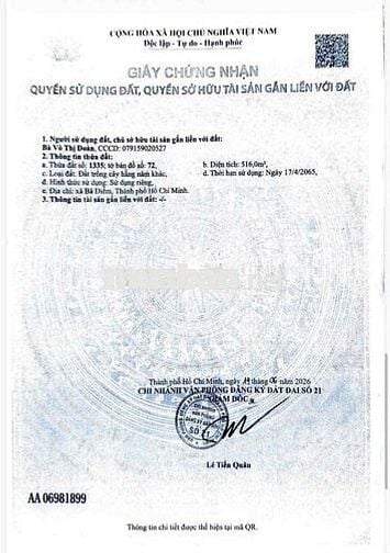 đất Khu Dân Cư . gần KCN Vĩnh Lộc . Tân Bình  Chín Chủ