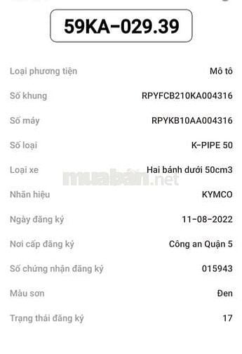Kymco K-Pipe 50 Đen 50cc Đã sử dụng