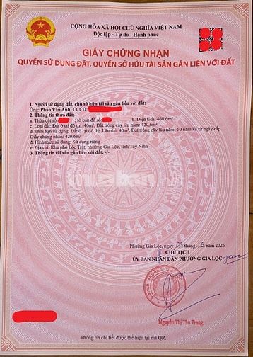 Bán gấp đất 460m2 giá 1tỷ350 tại Trảng Bàng, Tây Ninh, sổ hồng riêng