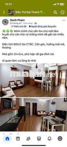 BÁN CHÍNH CHỦ CĂN HỘ 12A22 – TÒA 8C  S =60m² – SỔ ĐỎ – TẦNG ĐẸP