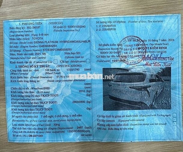 Toyota Sienna 2.5 Premium Hybrid nhập Mỹ  mới 99%