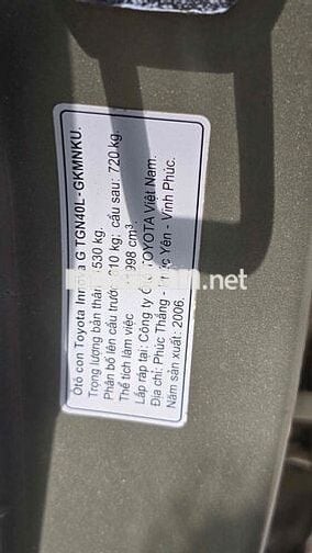 Toyota Innova G 2006 Vàng cát bs61 xe cavet cty